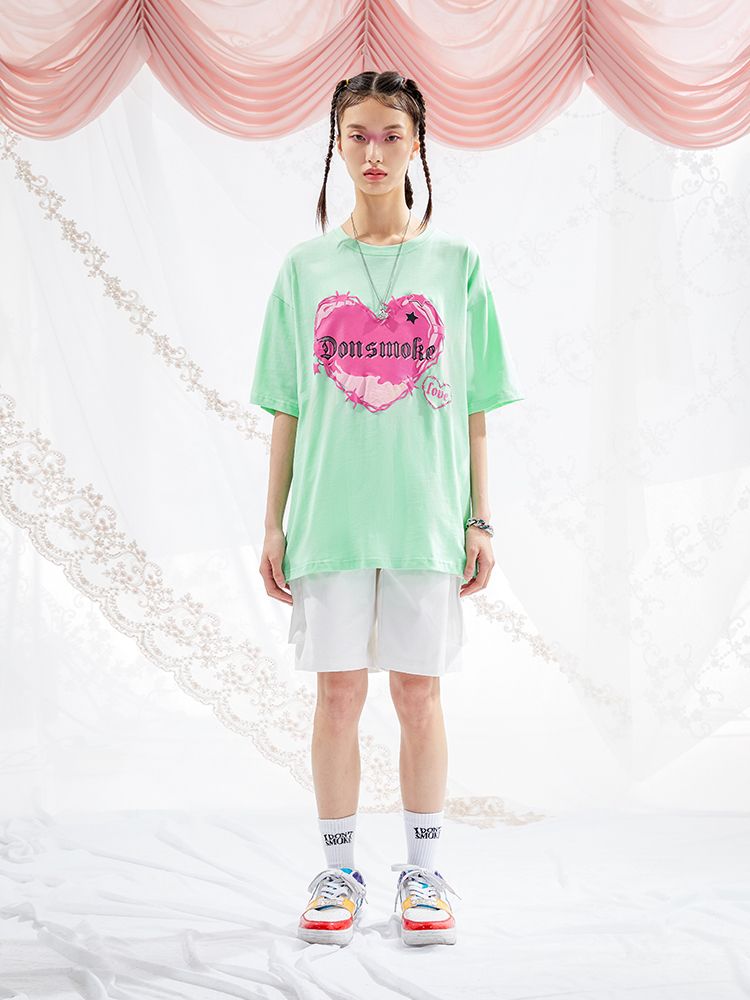 I DON’T SMOKE  愛心 鐵網 短袖 短T DONSMOKE Don’t Smoke