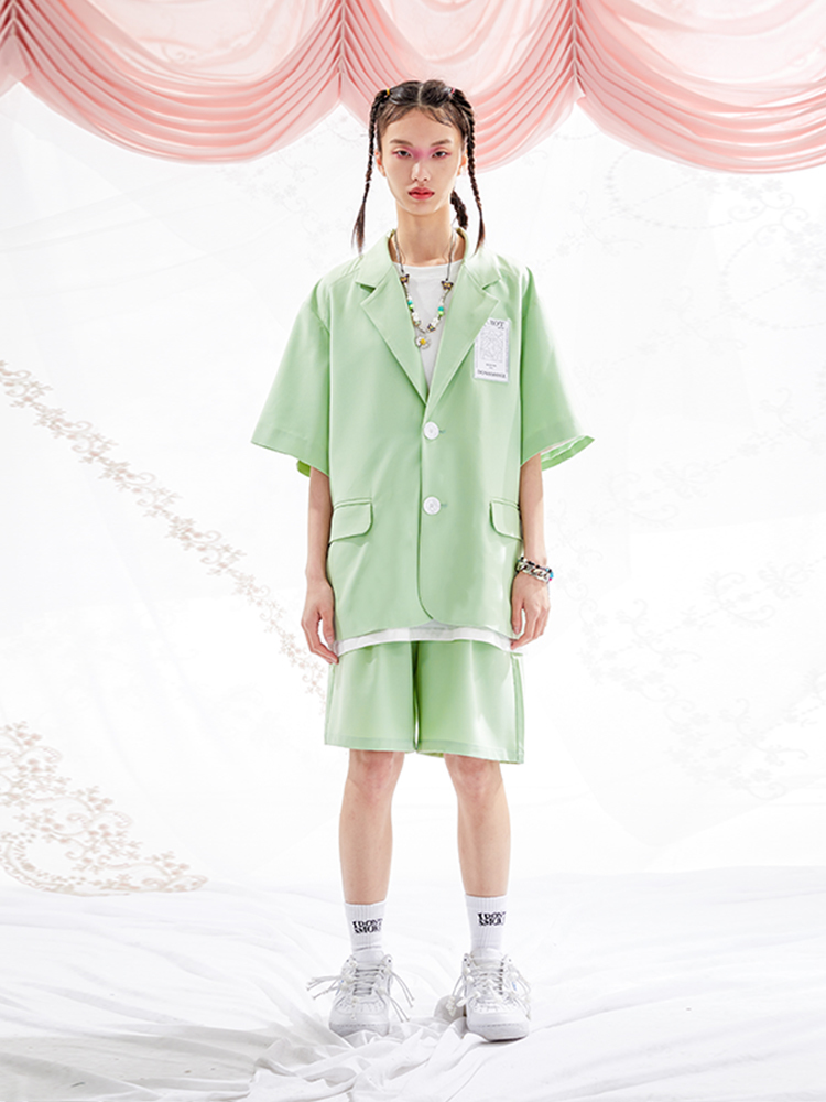 I DON’T SMOKE  綠色 寬鬆 休閒 短袖 西裝外套  DONSMOKE Don’t Smoke