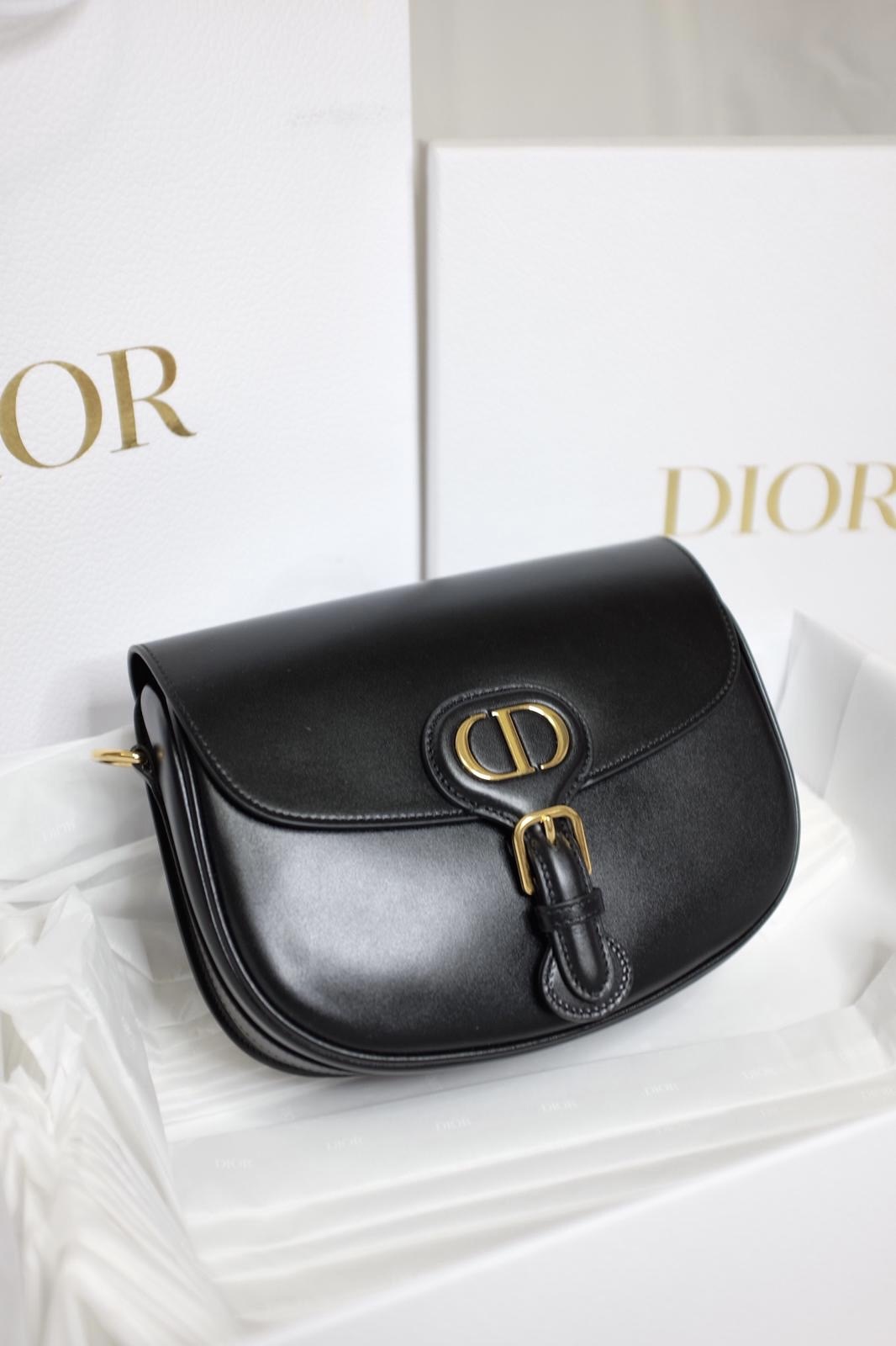 Dior - Medium Dior Bobby Bag Stone Gray Box Calfskin - Women
