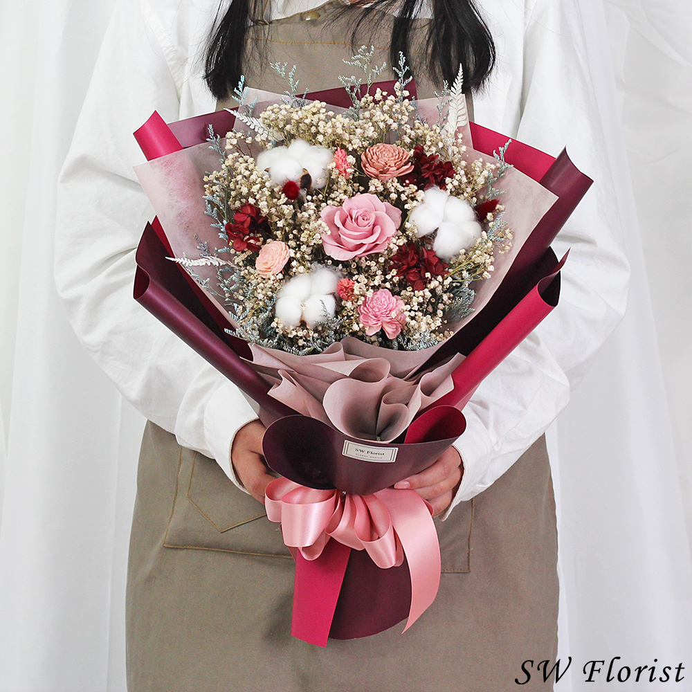 |美酒佳人-玫瑰花束-情人節禮物-求婚花束-永生花束-大型|