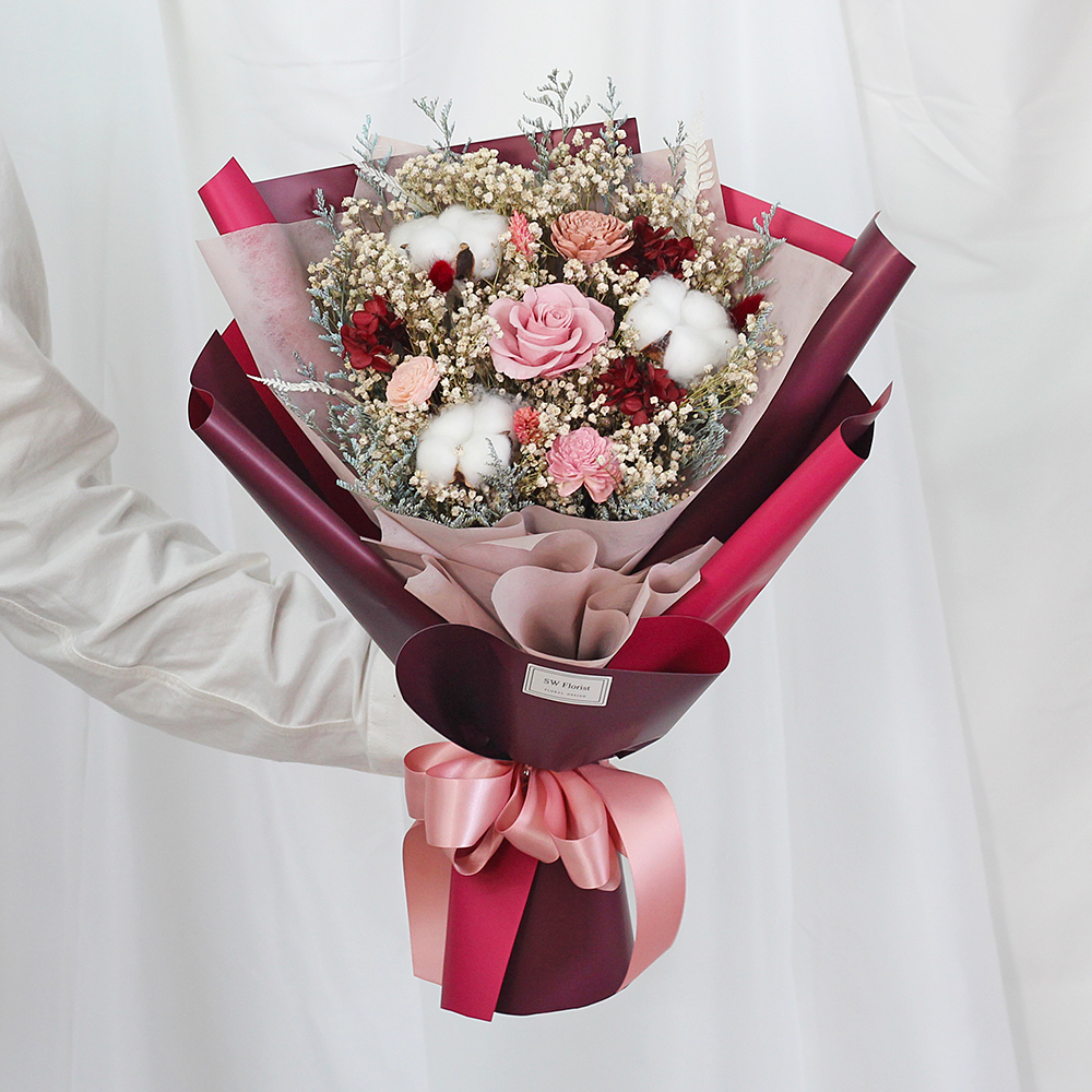 |美酒佳人-玫瑰花束-情人節禮物-求婚花束-永生花束-大型|