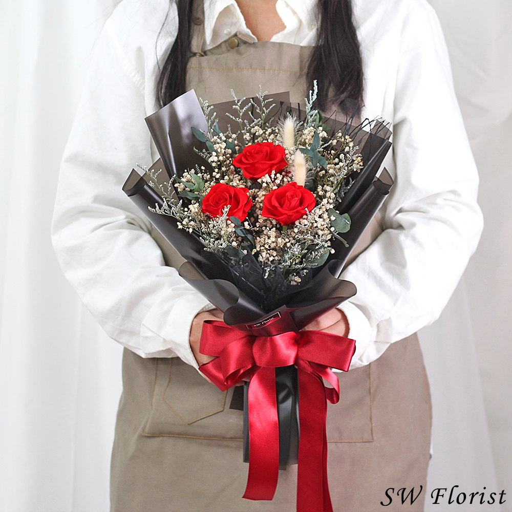 |老派的愛情-玫瑰花束-情人節禮物-求婚花束-乾燥花束-中型|