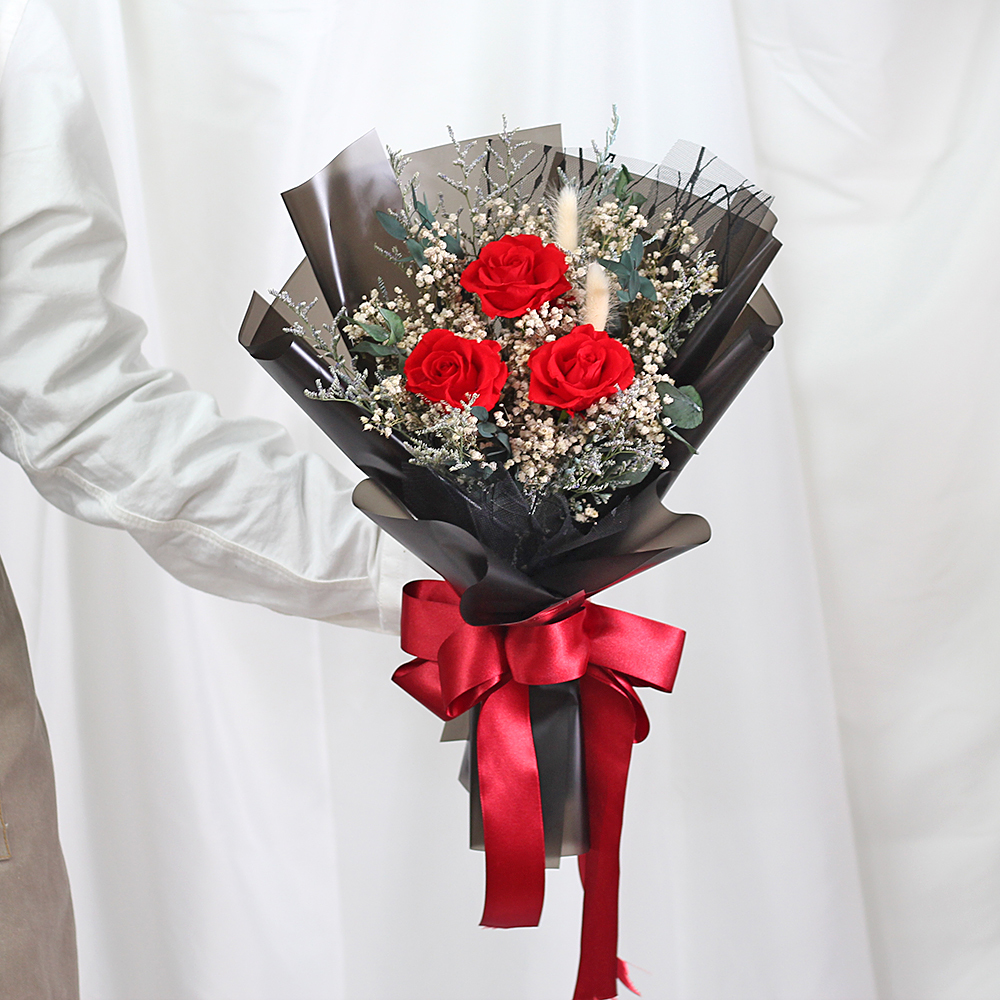 |老派的愛情-玫瑰花束-情人節禮物-求婚花束-乾燥花束-中型|