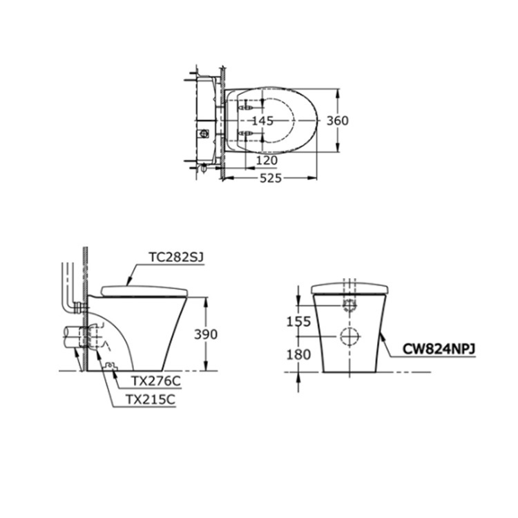 Toto CW824NPJ Floorstanding Toilet with Slow Closing Seat Cover - Wels