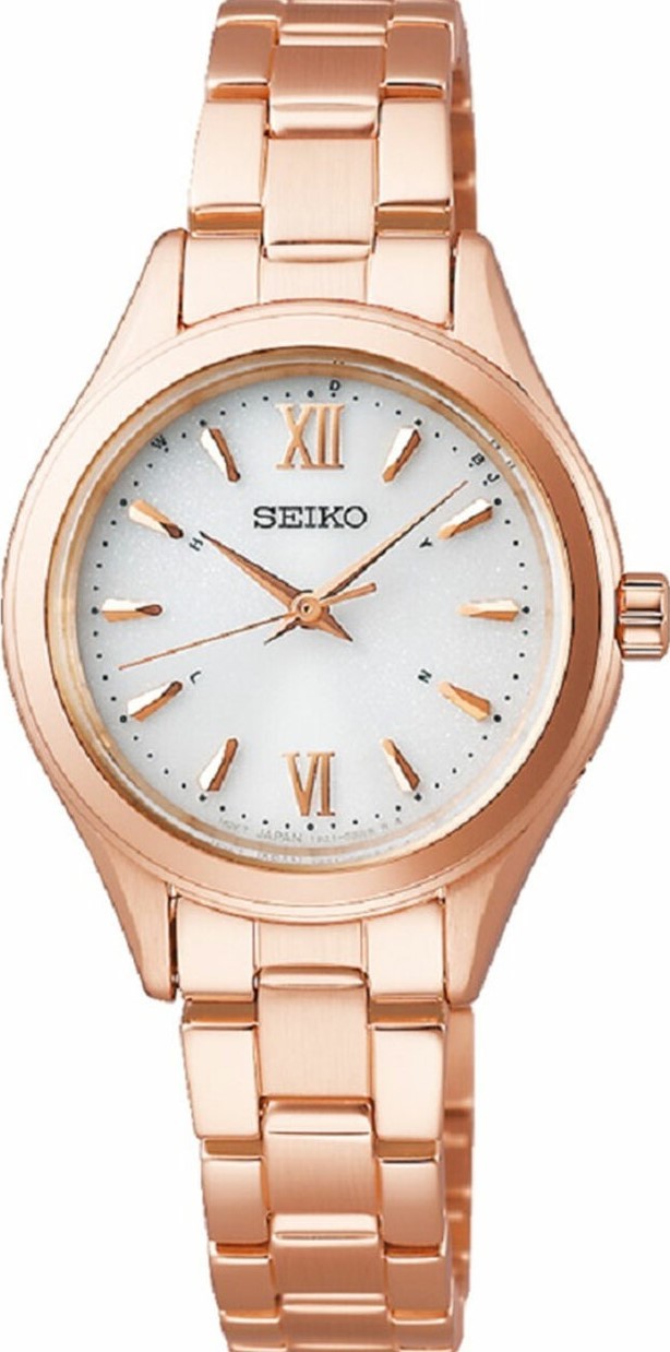 萬年鐘錶 - SEIKO   玫瑰金萬年曆太陽能電波女錶  1B21-0AS0P /  SWFH114J  錶徑28MM