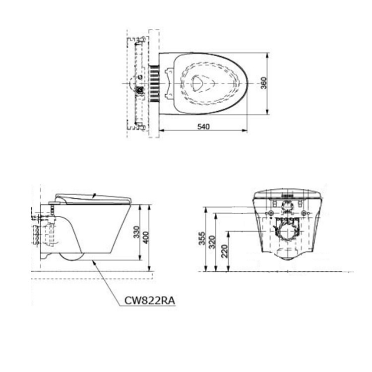 Toto CW822RA + TC281SJ Wallhung 3D Tornado Flushing Toilet with Slow Closing Seat Cover *CEFIONTECT* - Wels