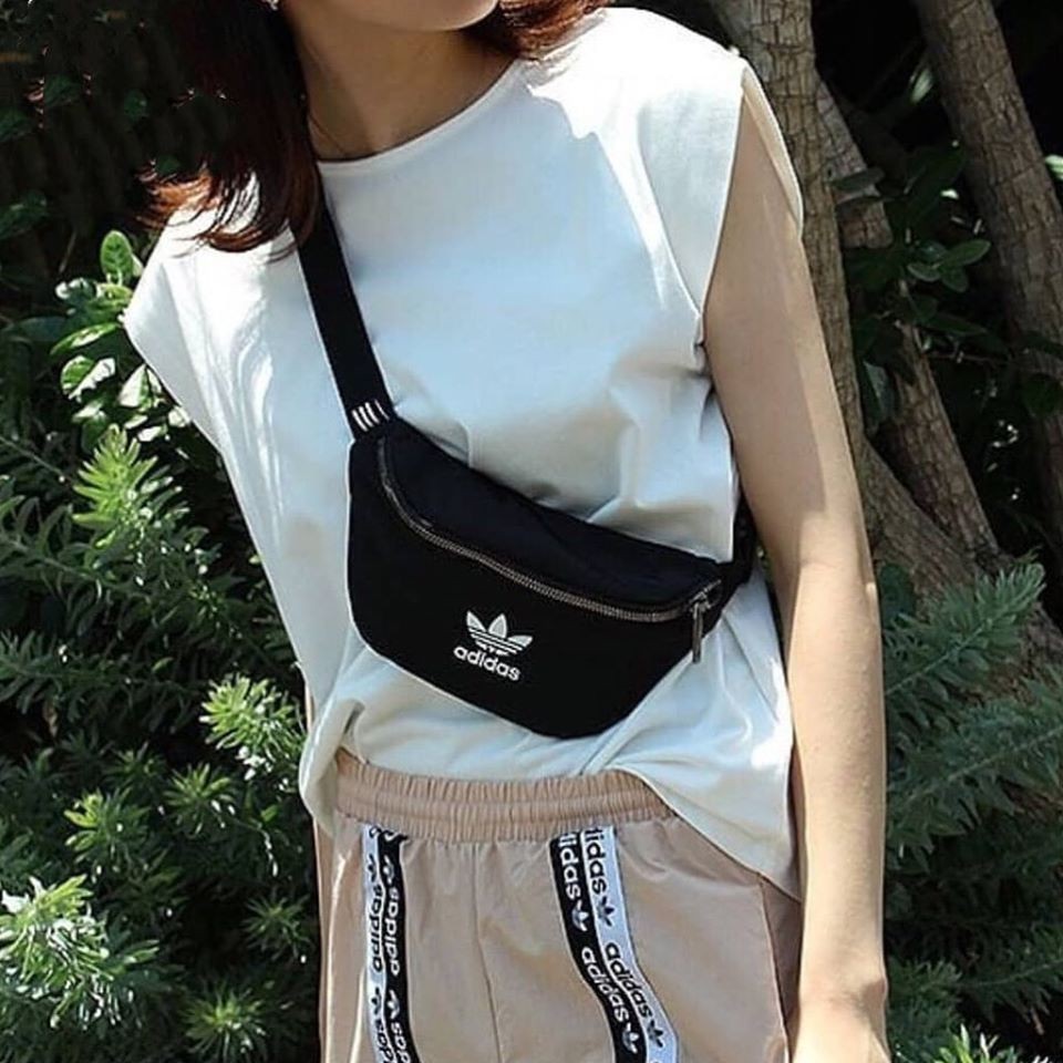 adidas 三葉草 尼龍防潑水 腰包 黑色 ed5875