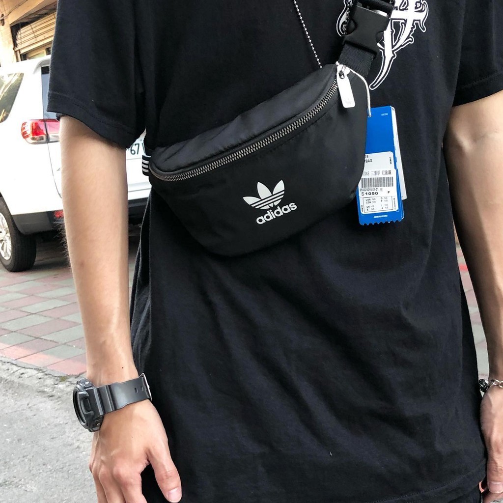 adidas 三葉草 尼龍防潑水 腰包 黑色 ed5875