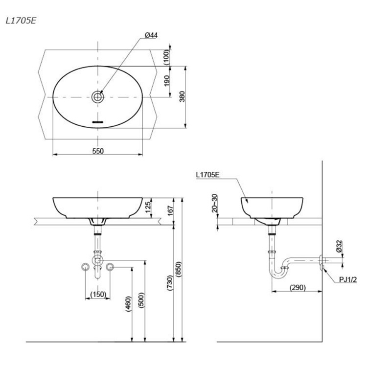 Toto L1705E#XW Console Lavatory *CEFIONTECT*