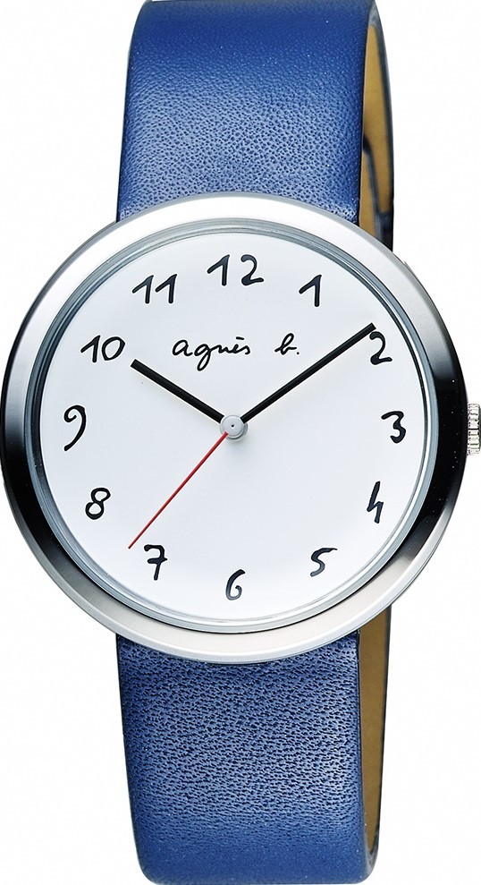 萬年鐘錶 - agnes b.  經典手繪數字皮革女錶  VJ21-KK50Z  /  BH8029X1   錶徑36MM