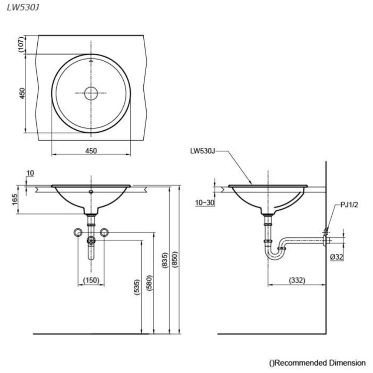 Toto LW530 Countertop Washbasin