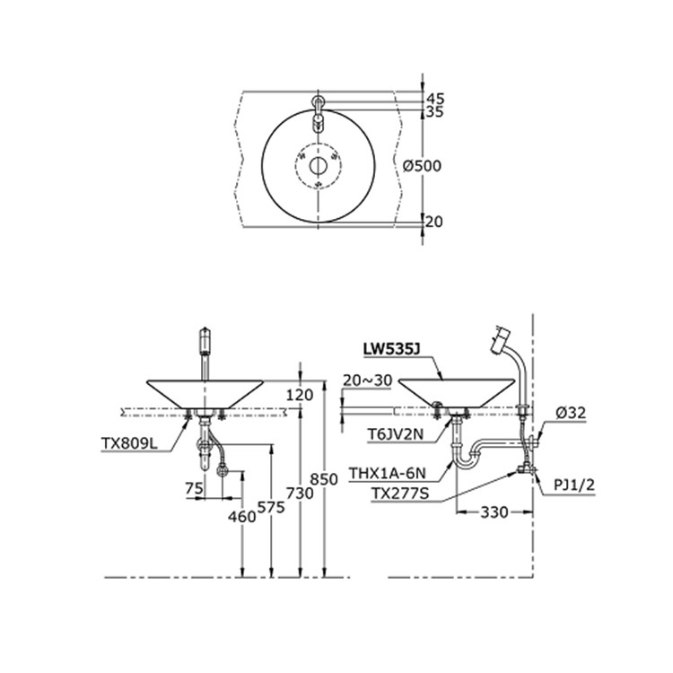 Toto LW535 Console Lavatory