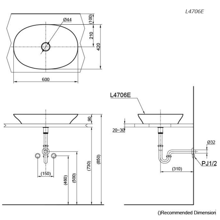 Toto L4706E#XW Console Lavatory *CEFIONTECT**LINEARCERAM*