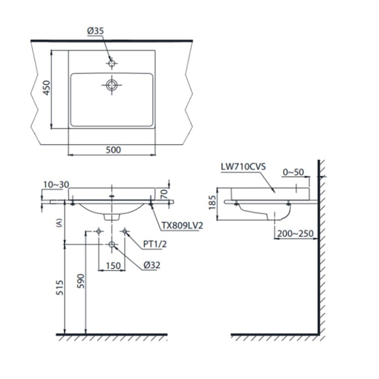 Toto L710CSRE#XW Semi-Builtin Washbasin