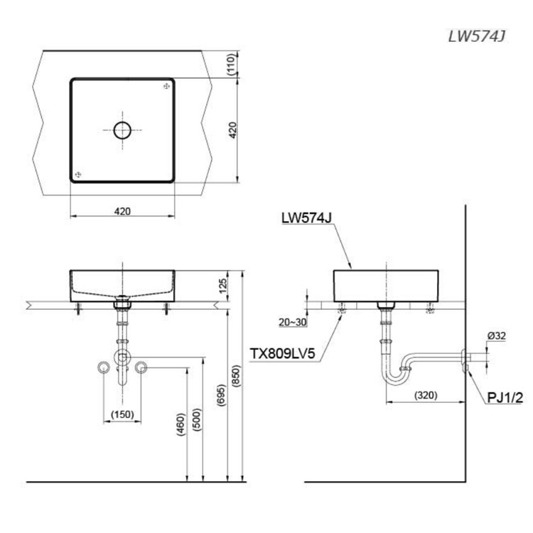 Toto LW574 Console Lavatory