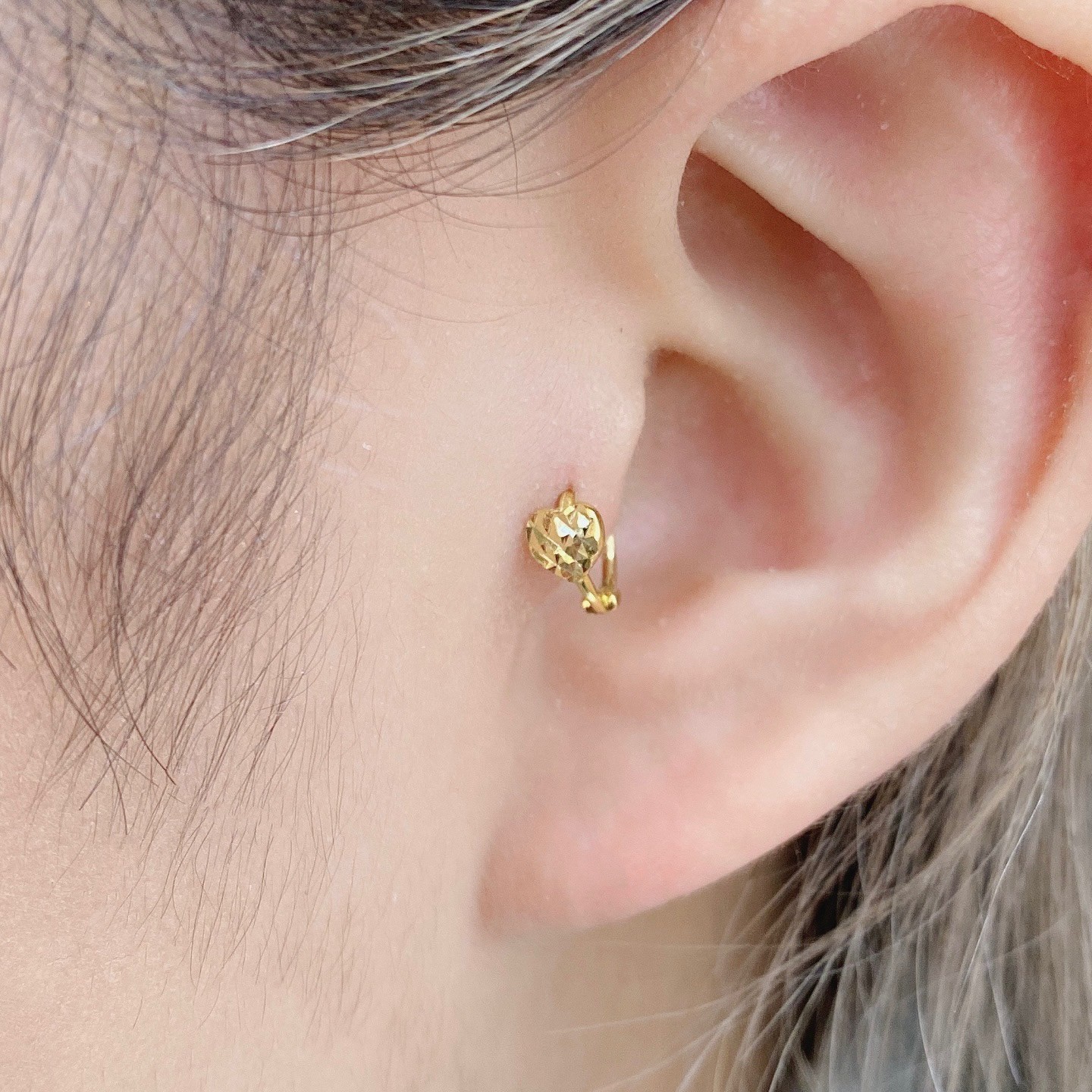 純銀 3色 易扣愛心格紋切割造型(單支價)