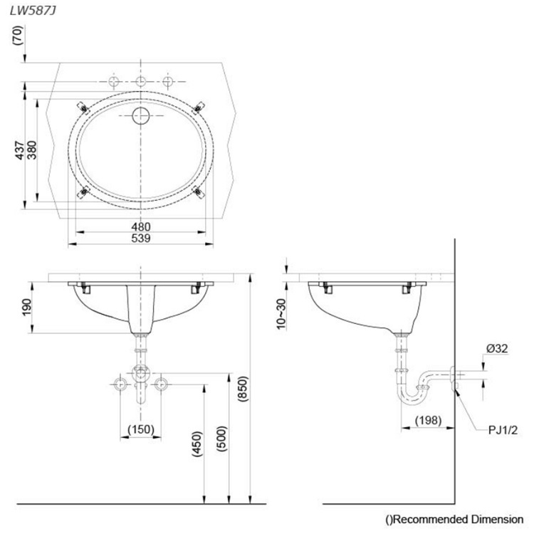 Toto LW587J Undercounter Washbasin