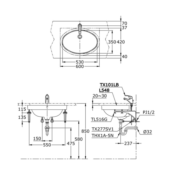 Toto L548 Undercounter Washbasin