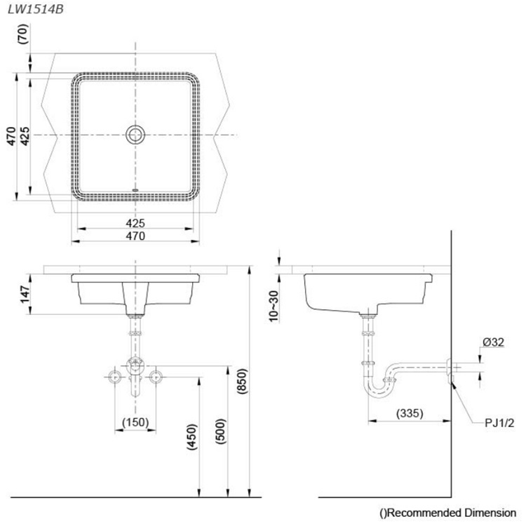 Toto LW1514B Undercounter Washbasin *CEFIONTECT*