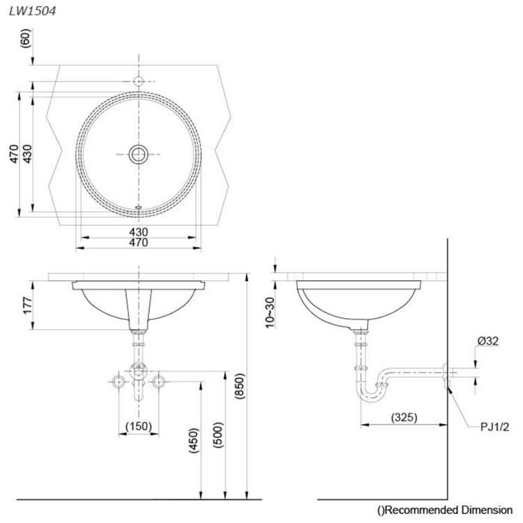 Toto LW1504B Undercounter Washbasin *CEFIONTECT*