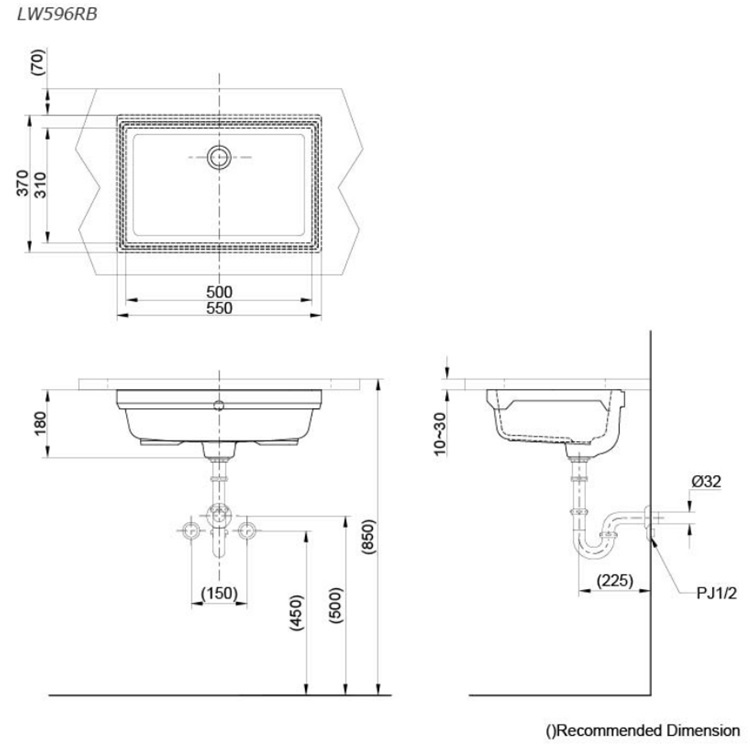 Toto LW596 (LW596RB) Undercounter Washbasin