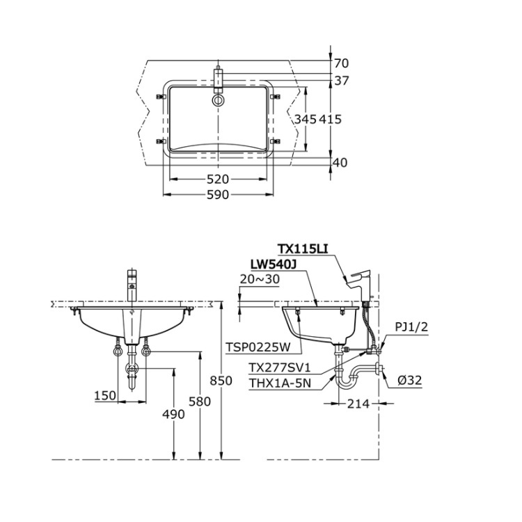 Toto LW540J Undercounter Washbasin