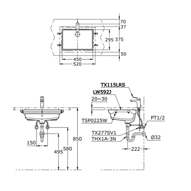 Toto LW592 Undercounter Washbasin