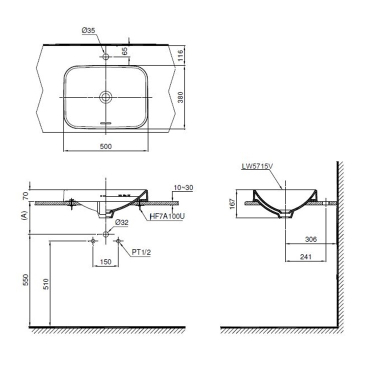 Toto L5715E#XW Semi-Builtin Washbasin