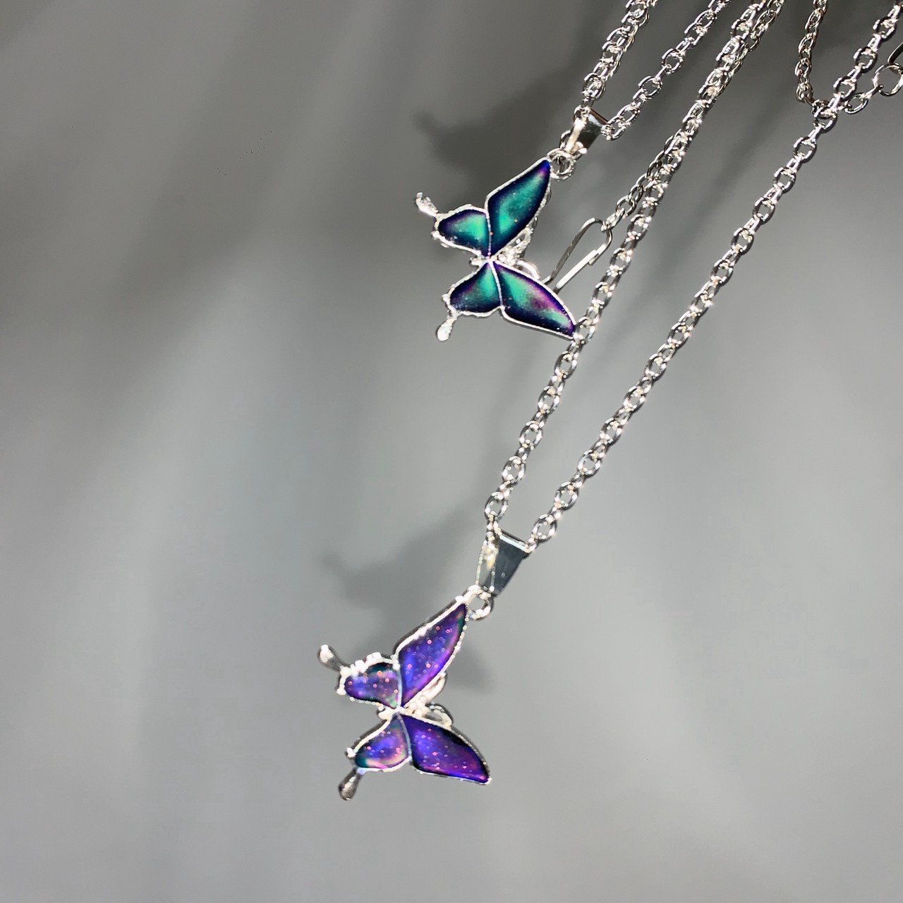 SAZ 炫彩 漸變 蝴蝶 項鍊 情侶款