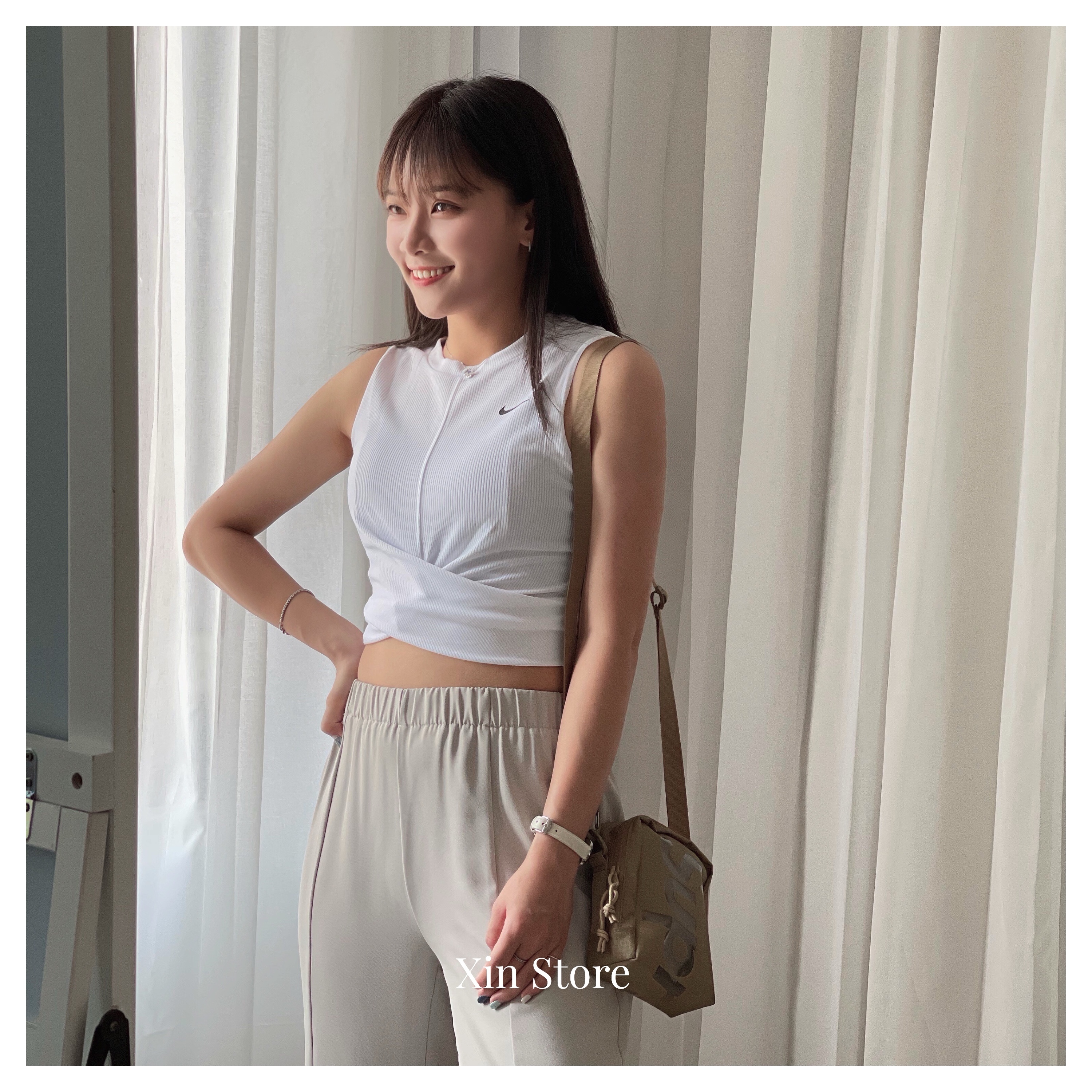 【現貨】NIKE AS W NK DRY TANK CROP TWIST HO 運動 慢跑 短款 背心 白