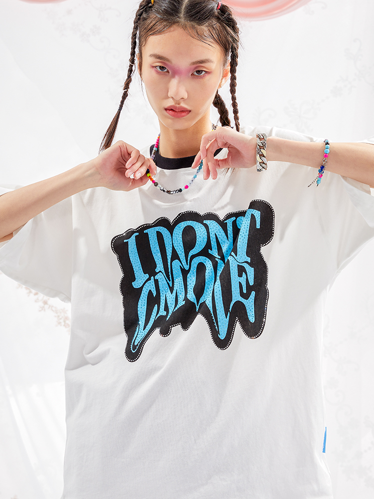 I DON’T SMOKE  LOGO 水鑽 字母 撞色 短袖 短T  DONSMOKE Don’t Smoke