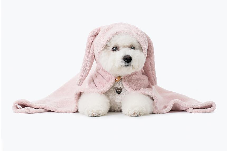 動物兜帽｜寵物毛巾｜粉紅兔- Duit