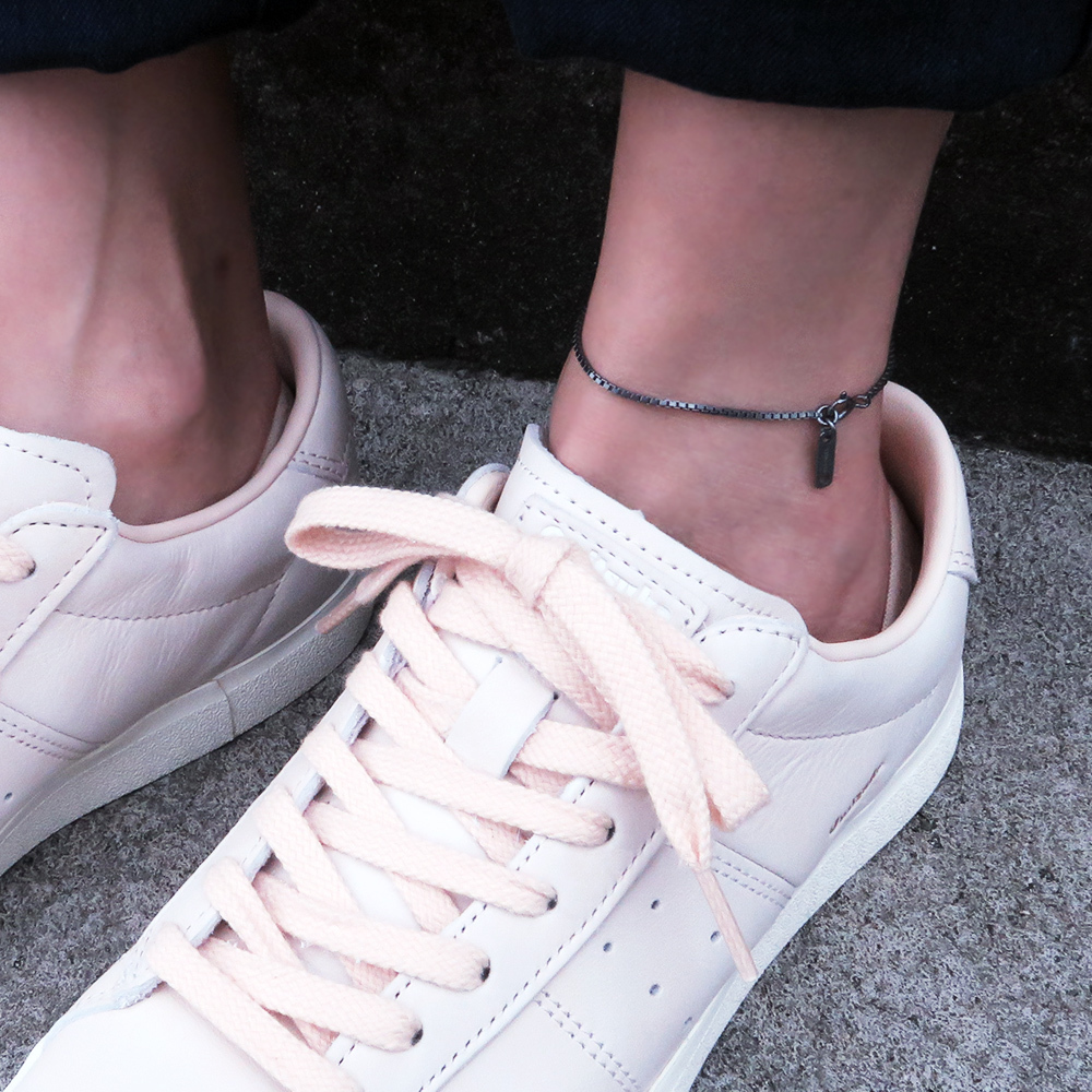 極細版威尼斯腳鍊 復古黑(1.3mm細鍊) 925純銀刻字腳鍊