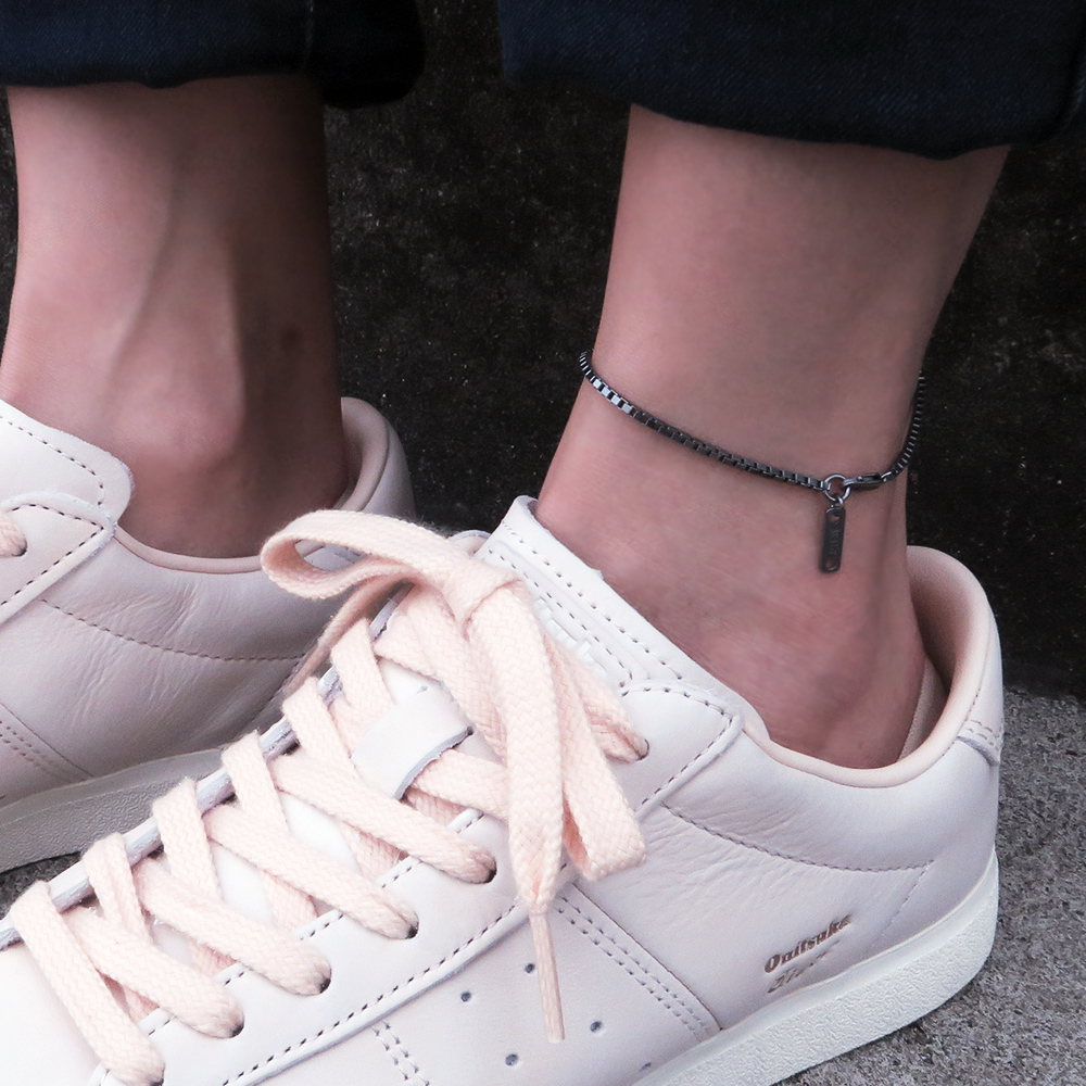 細緻版 威尼斯腳鍊 復古黑(1.8mm細鍊) 925純銀腳鍊 可刻字