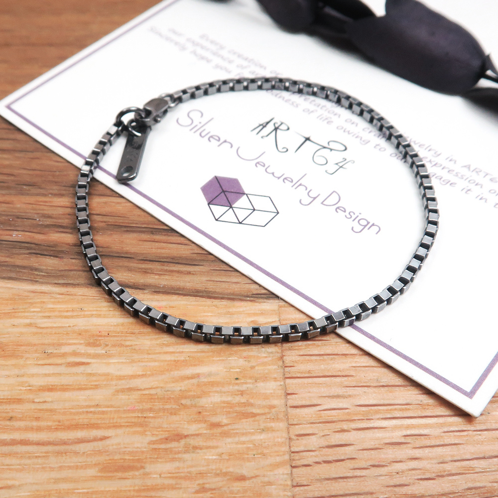 細緻版 威尼斯腳鍊 復古黑(1.8mm細鍊) 925純銀腳鍊 可刻字