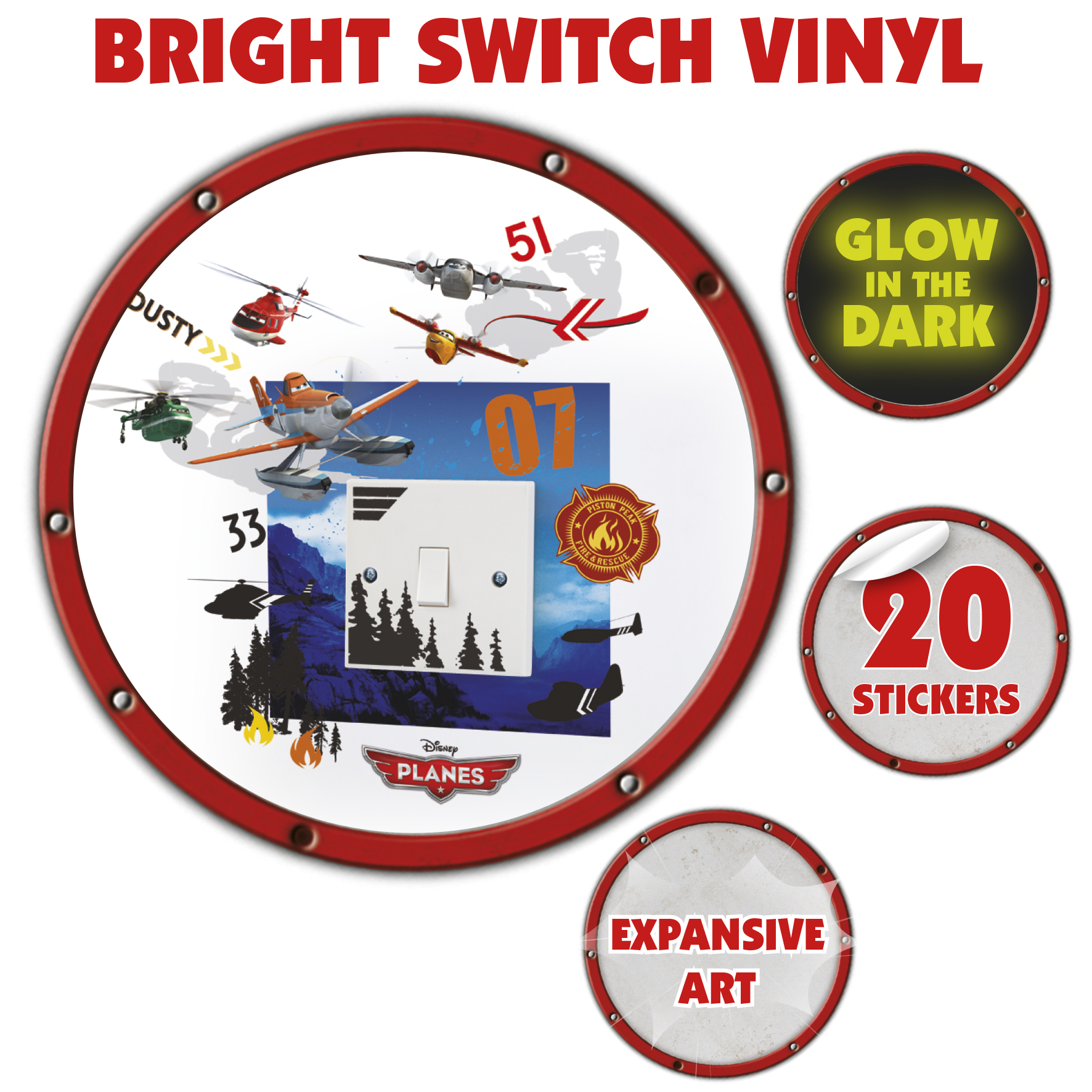 ReadyRoom 迪士尼飛機夜光燈掣貼紙