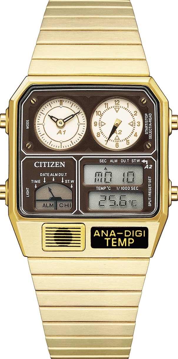 萬年鐘錶 - Citizen 星辰  80年代 CitizenANA-DIGI TEMP 古典電子錶 JG2103-72X 錶徑31.5MM