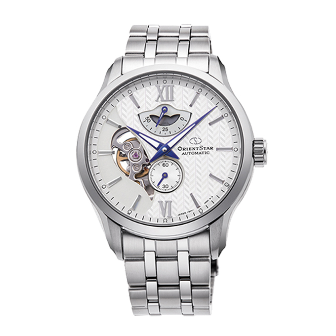 ORIENT STAR 布紋面 鏤空機械錶 鋼帶 RE-AV0B01S00B