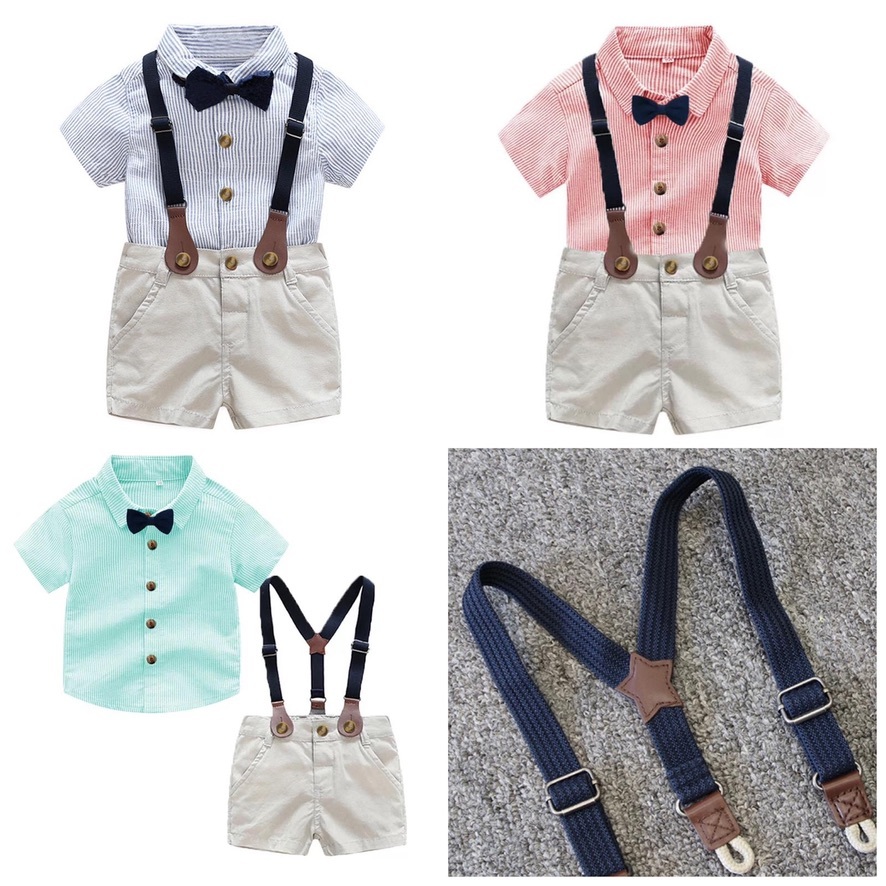 🥳幼稚園面試/證件相之選👩🏻‍🏫男童短袖吊帶襯衫套裝No.349