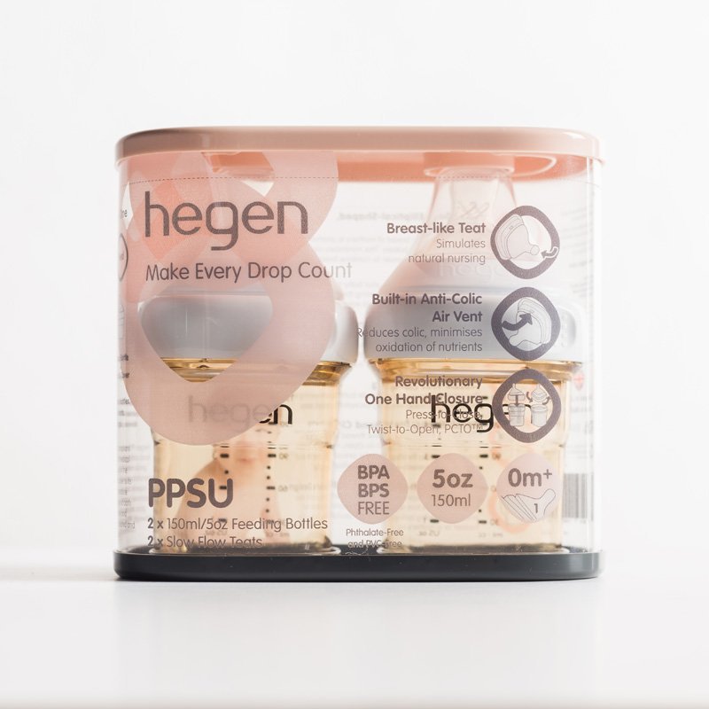 hegen金色奇蹟PPSU多功能方圓型寬口奶瓶150ml(雙瓶組)