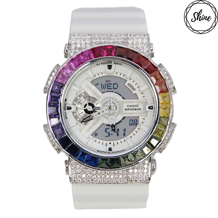 銀色 改裝手錶 GA-110MW-7A - 彩虹