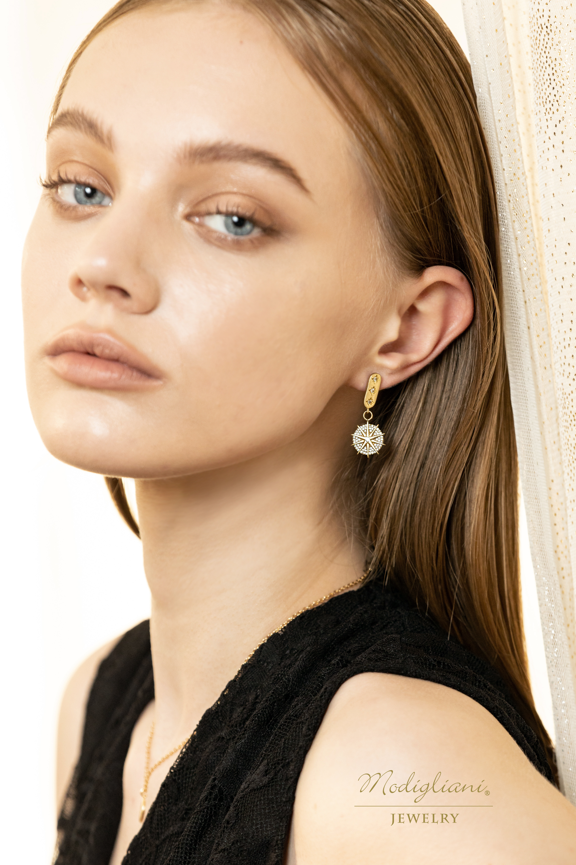 黃銅飾品,黃銅,星星,氣質,耳環,垂墜式耳環,鋯石