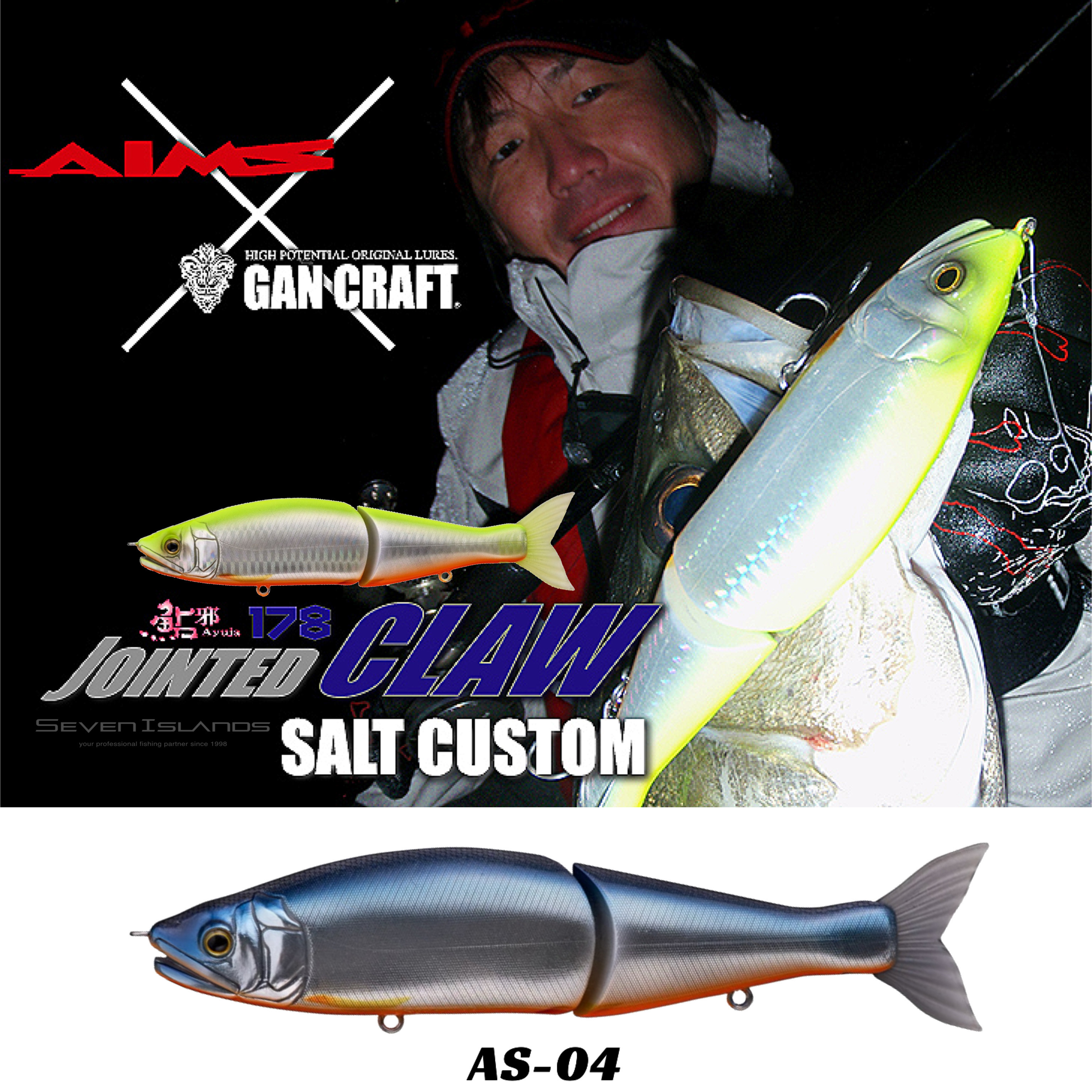 Gan Craft Ripple Claw 178 Floating Jointed Wake Bait Lure 03 (4337)