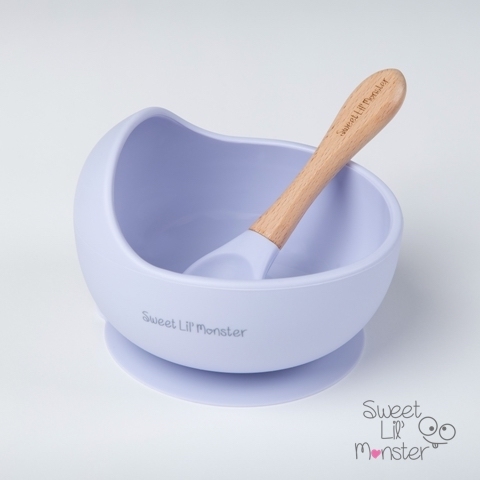 〖 Sweet Lil' Monster 〗馬卡龍紫矽膠吸盤學習碗