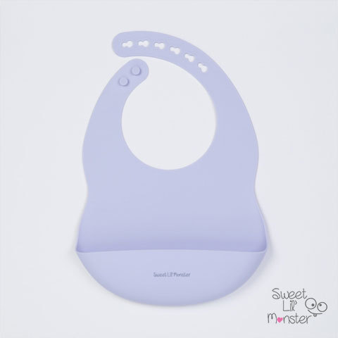 〖 Sweet Lil' Monster 〗馬卡龍紫矽膠防水圍兜