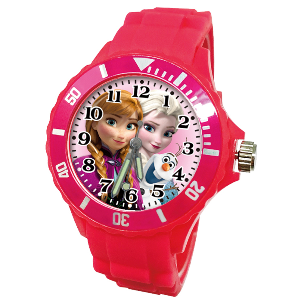 【迪士尼】冰雪奇緣運動彩帶錶 (桃紅色)