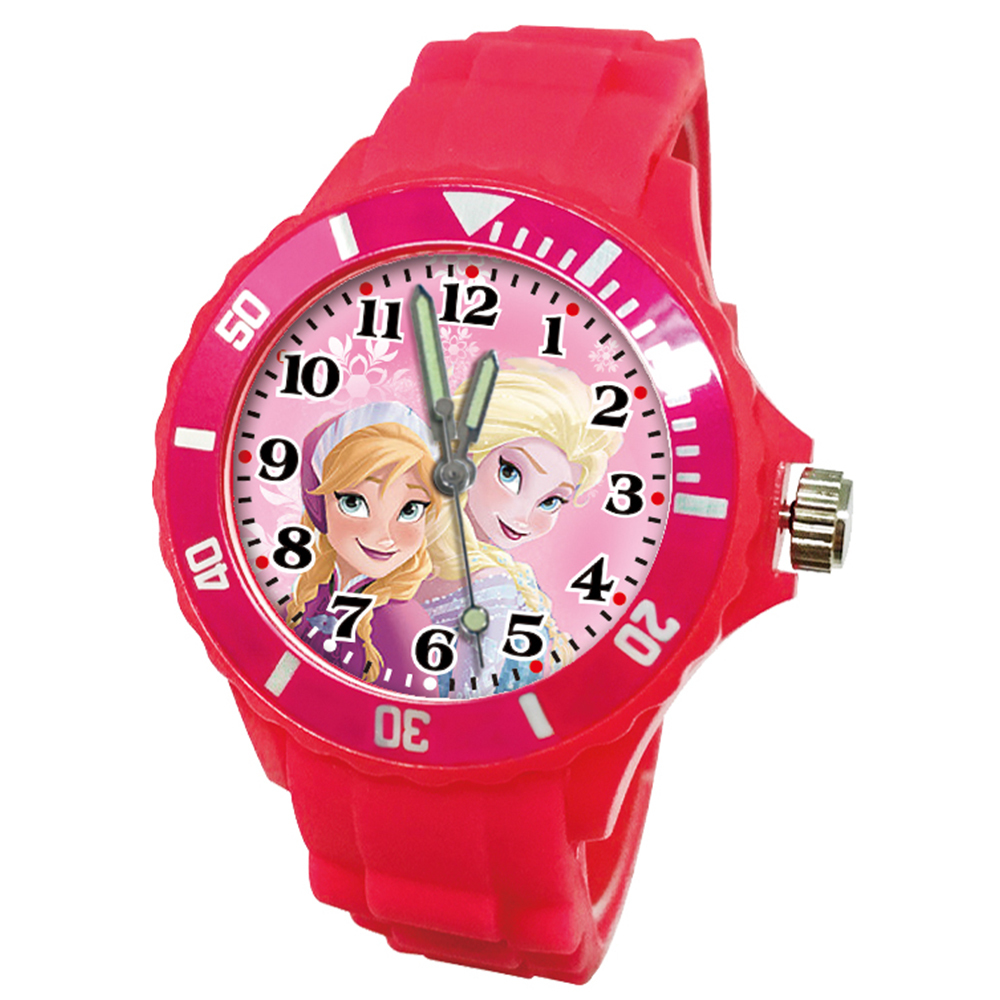 【迪士尼】冰雪奇緣運動彩帶錶 (桃紅色)