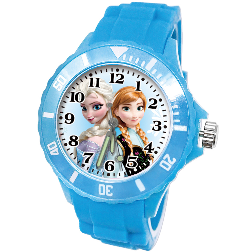 【迪士尼】冰雪奇緣運動彩帶錶 (水藍色)