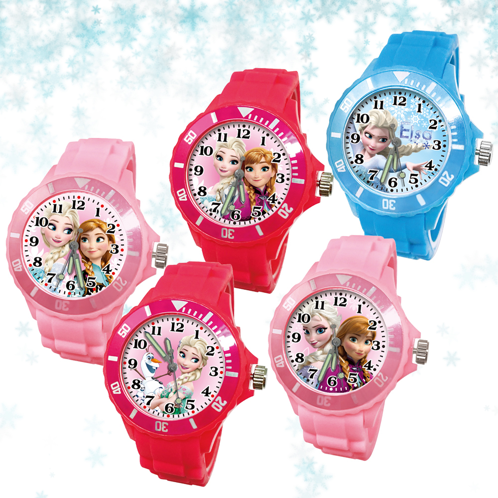 【迪士尼】冰雪奇緣魔法Elsa運動彩帶錶 (水藍色)
