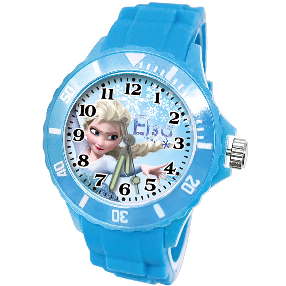 【迪士尼】冰雪奇緣魔法Elsa運動彩帶錶 (水藍色)